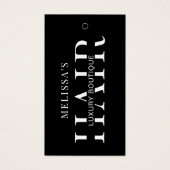Minimaal Zwart Haar Extensions Maat Label Hang Lab Visitekaartje (Voorkant)