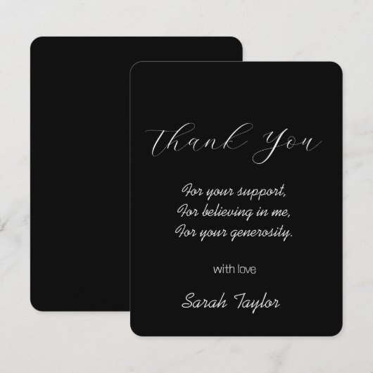 Minimaal zwart handschrift Vrijgezellenfeest bruil Bedankkaart (Voorkant / Achterkant)