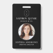 Minimaal zwart ID aangepast monogram logo & foto Badge (Voorzijde)