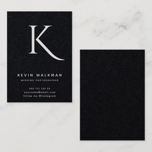Minimaal zwart kleurenmonogram Stijlvol Visitekaartje (Voorkant / Achterkant)