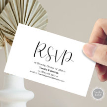Minimaal, Zwart lettertype, Bruiloft RSVP, reagere