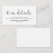 Minimaal, zwart lettertype, huwelijksdetails informatiekaartje (Voorkant / Achterkant)