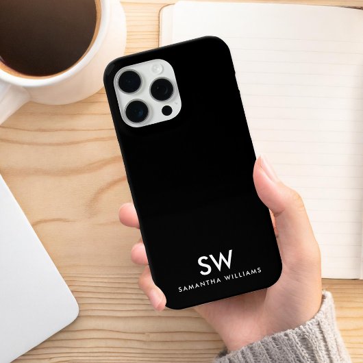 Minimaal zwart modern Initiaal monogram Case-Mate iPhone Case
