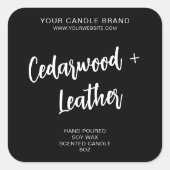 Minimaal Zwart Modern Kaars Productlabel Vierkante Sticker (Voorkant)