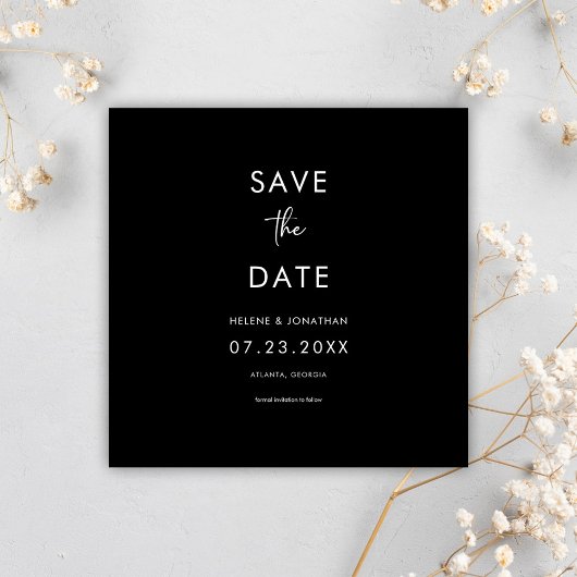 Minimaal zwart moderne bruiloft save the date