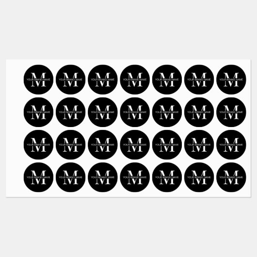 Minimaal zwart monogram eenvoudige waterdichte kle labels (Vel)