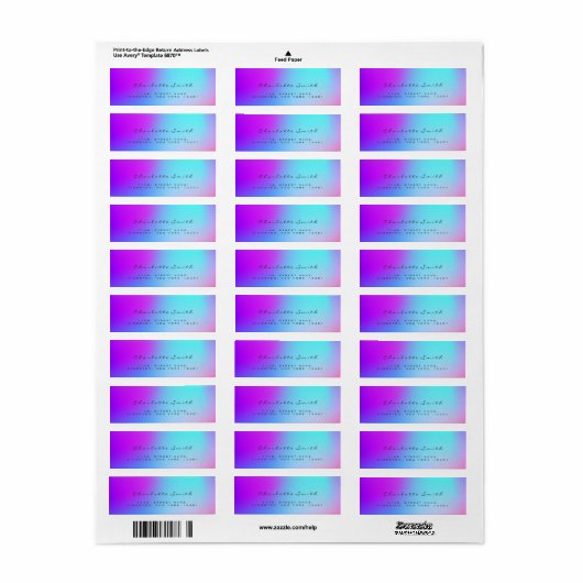 Minimaal zwart ombre roze retouradres labels (Full Sheet)