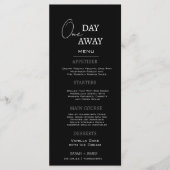 Minimaal zwart op een dag weg repetitie diner menu (Voorkant)