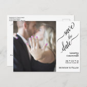Minimaal Zwart op Wit Bruiloft Bewaar de Datum Fot Briefkaart (Voorkant / Achterkant)
