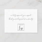 Minimaal Zwart op Zwart Bedankt Logo Shopping Visitekaartje (Achterkant)