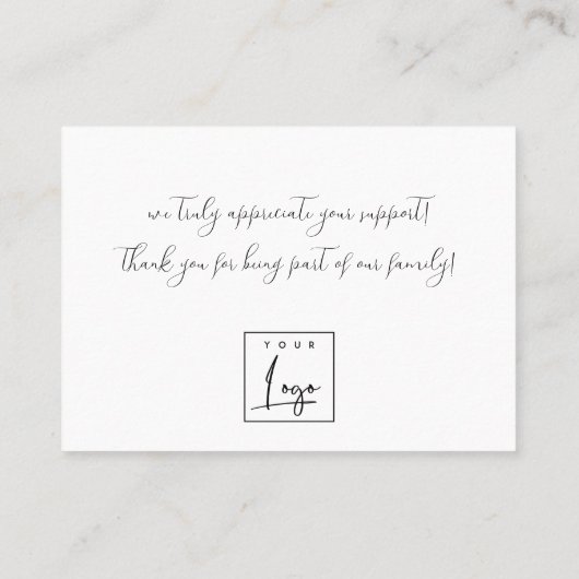 Minimaal Zwart op Zwart Bedankt Logo Shopping Visitekaartje (Achterkant)