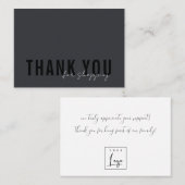 Minimaal Zwart op Zwart Bedankt Logo Shopping Visitekaartje (Voorkant / Achterkant)