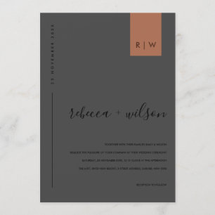 MINIMAAL ZWART OP ZWARTE RUST TYPOGRAFIE WEDING KAART