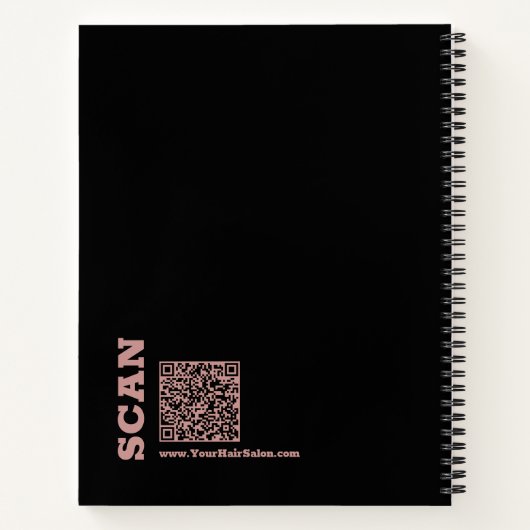 Minimaal Zwart Roze Logo Haar Stylist Motto Notitieboek (Achterkant)