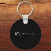 Minimaal Zwart Roze Monogram Professioneel Brandin Sleutelhanger (Achterkant)