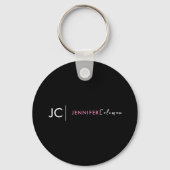 Minimaal Zwart Roze Monogram Professioneel Brandin Sleutelhanger (Achterkant)