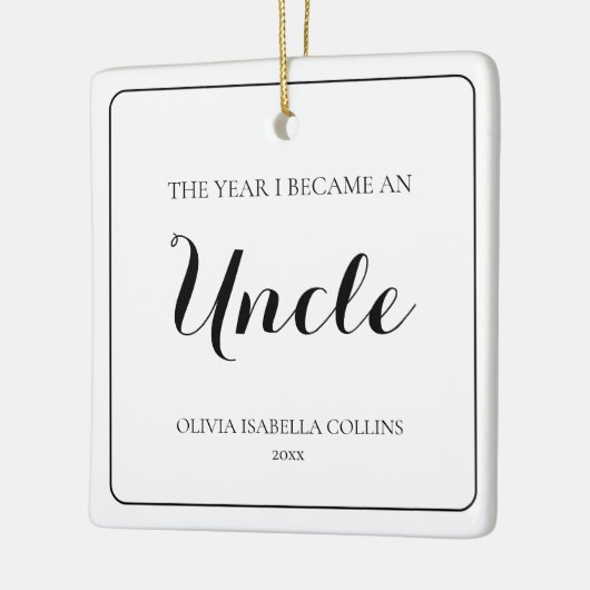 Minimaal zwart script Eenvoudige eerste kerst oom Keramisch Ornament (Links)