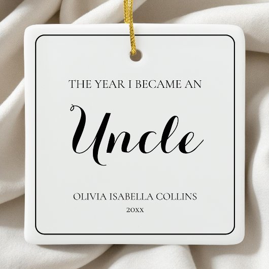 Minimaal zwart script Eenvoudige eerste kerst oom Keramisch Ornament