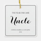 Minimaal zwart script Eenvoudige eerste kerst oom Keramisch Ornament (Voorkant)