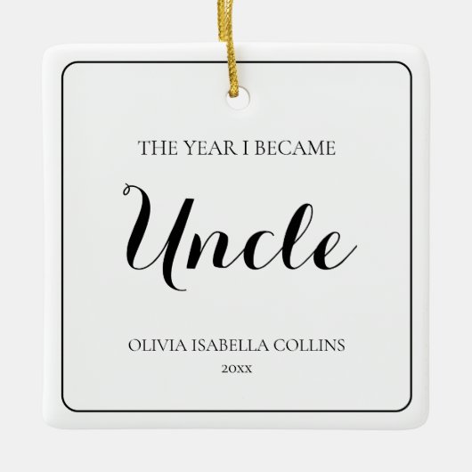 Minimaal zwart script Eenvoudige eerste kerst oom Keramisch Ornament (Voorkant)