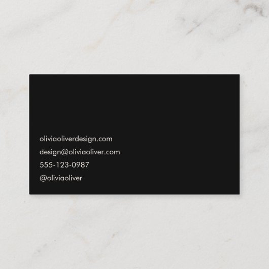 Minimaal Zwart Script Kalligrafie Elegant Modern Visitekaartje (Achterkant)