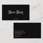 Minimaal Zwart Script Kalligrafie Elegant Modern Visitekaartje (Voorkant / Achterkant)