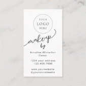 Minimaal Zwart Script Logo QR Code Foto Make-up Visitekaartje (Achterkant)