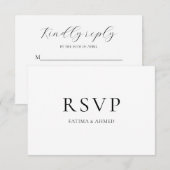 Minimaal Zwart Script Modern Moslim Bruiloft RSVP Kaartje (Voorkant / Achterkant)