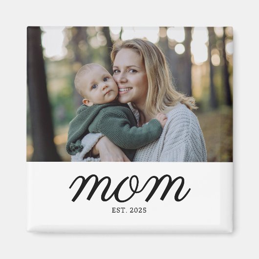 Minimaal Zwart Script Moeder Gevestigd Foto Magneet (Voorkant)