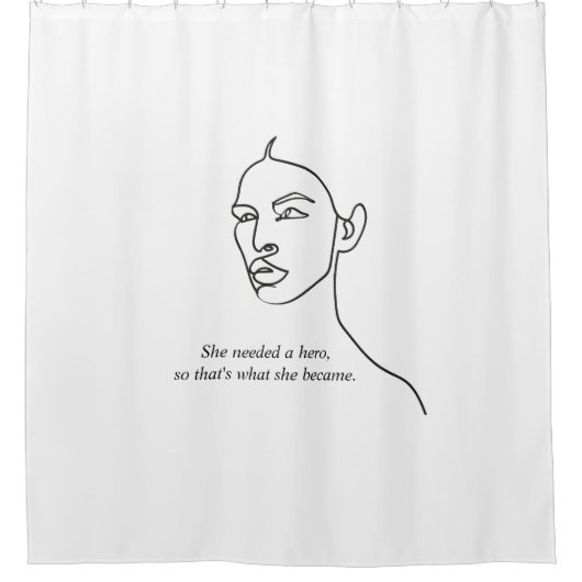 Minimaal zwart werd ze een Hero Inspiration Girl Douchegordijn (Voorkant)