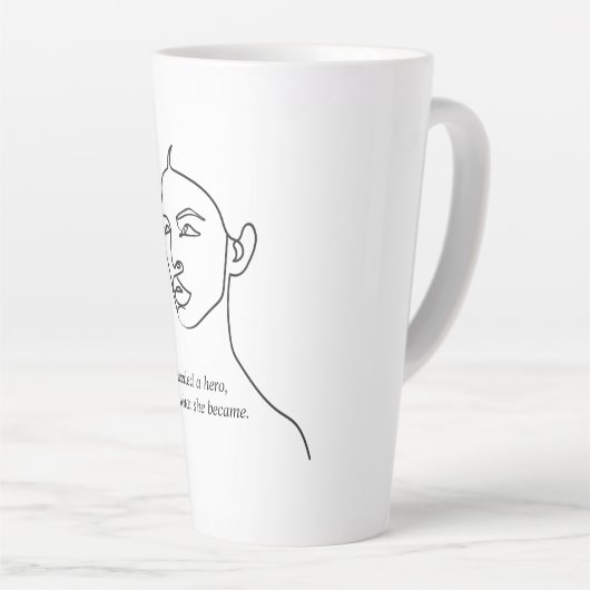 Minimaal zwart werd ze een Hero Inspiration Girl Latte Mok (Rechterhoek)