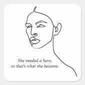 Minimaal zwart werd ze een Hero Inspiration Girl Vierkante Sticker (Voorkant)