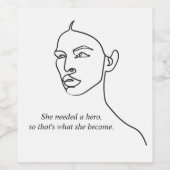 Minimaal zwart werd ze een Hero Inspiration Girl Wijn Etiket (Enkel label)