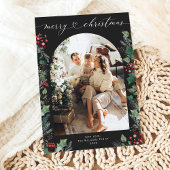 Minimaal zwart wit 1 foto boog kerst Kaart