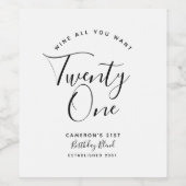 Minimaal zwart-wit 21-waslabel wijn etiket (Enkel label)