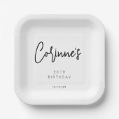 Minimaal Zwart-wit 30e verjaardagsfeestje Papieren Bordje (Voorkant)