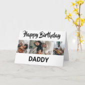 Minimaal zwart-wit 3 fotocollage | Geboortedag Kaart (Gele Bloem)