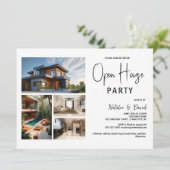 Minimaal Zwart Wit 4 foto Open Huis Kaart (Staand voorkant)