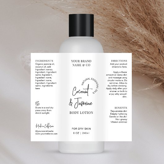 Minimaal Zwart Wit 8 OZ Cosmo Spray Fles Label Sparkling Wijnetiket