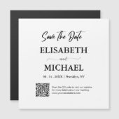 Minimaal zwart wit Bewaar de datum QR code bruilof Magnetische Uitnodiging (Voorkant / Achterkant)