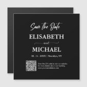 Minimaal zwart wit Bewaar de datum QR code bruilof Magnetische Uitnodiging (Voorkant / Achterkant)