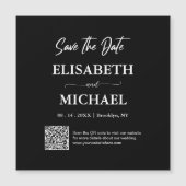 Minimaal zwart wit Bewaar de datum QR code bruilof Magnetische Uitnodiging (Voorkant)