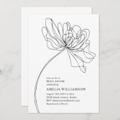 Minimaal Zwart Wit Bloem Tekening Vrijgezellenfees Kaart (Voorkant / Achterkant)