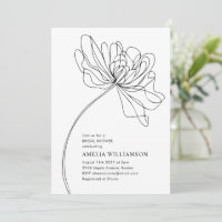 Minimaal Zwart Wit Bloem Tekening Vrijgezellenfees