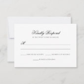 Minimaal zwart wit Bloemen Monogram Kreeft Huwelij RSVP Kaartje (Voorkant)