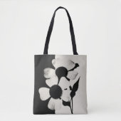 Minimaal zwart-wit bloemmotief tote bag (Voorkant)