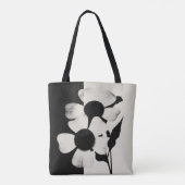 Minimaal zwart-wit bloemmotief tote bag (Achterkant)