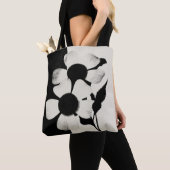 Minimaal zwart-wit bloemmotief tote bag (Dichtbij)