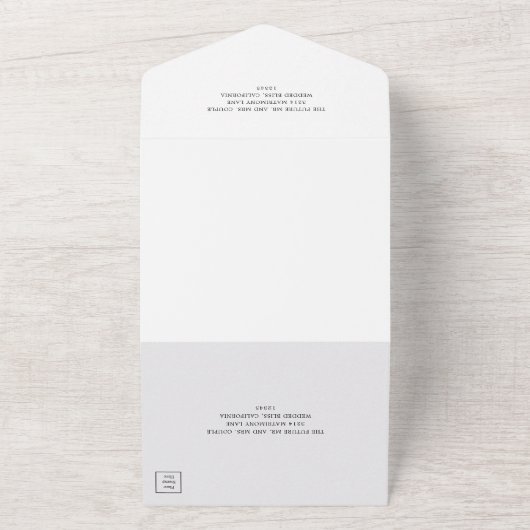 Minimaal zwart-wit Classic Elegant All In One Uitnodiging (Buitenkant)