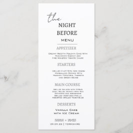 Minimaal zwart-wit de nacht voor bruiloft menu